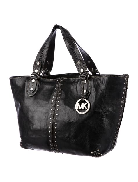 michael kors black leather handbag|Michael Kors black studded handbag.